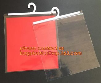 reusable transparent hanger hook plastic bags,degradable d2w hdpe/ldpe die cut / punch handle plastic door hanger bags supplier