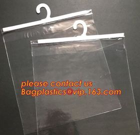 reusable transparent hanger hook plastic bags,degradable d2w hdpe/ldpe die cut / punch handle plastic door hanger bags supplier