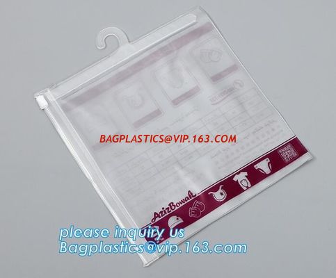 PVC bag/PVC hook bag /PVC hanger bag for Underwear pack,PVC Plastic Packing Zipper Bag With Hanger clear bag hanger supplier