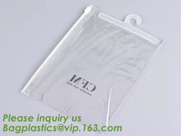 self adhesive zipper hanger hook plastic bags for garment,Type hanger hook plastic bag,zipper bag manufacturers,Hook Zip supplier