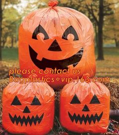 disposable Halloween Pumpkin Leaf Trash Bags Set 4 Orange Yard Decor Party Jack-O-Lantern,halloween pumpkin bag/ Hallowe supplier