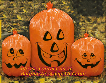 disposable Halloween Pumpkin Leaf Trash Bags Set 4 Orange Yard Decor Party Jack-O-Lantern,halloween pumpkin bag/ Hallowe supplier