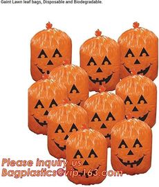 disposable Halloween Pumpkin Leaf Trash Bags Set 4 Orange Yard Decor Party Jack-O-Lantern,halloween pumpkin bag/ Hallowe supplier