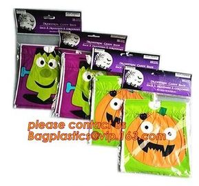 Plastic Halloween Treat Gift Bags Christmas Candy Bags,50pcs Halloween treat bag/ PE bag/gift bag with opp bag and heade supplier