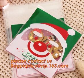 professional design cute santa deer elk christmas opp cookie bags, moisture proof opp cookies bag,Merry Christmas 50 Pcs supplier