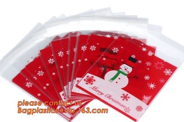 Various Styles Christmas Santa Claus moose Snowman self-adhesive Cookie packaging bags for biscuits snack christmas supplier