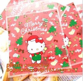 Various Styles Christmas Santa Claus moose Snowman self-adhesive Cookie packaging bags for biscuits snack christmas supplier