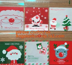 Merry Christmas Santa Claus Snowman Fudge Gift Cellophane Cookie Candy Bag,Xmas Santa Plastic Gift Candy Cookies Favor C supplier