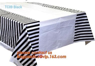 Biodegradable compostabl tablecloth table cover, dress up your party dessert buffet with patterned plastic table clothes supplier