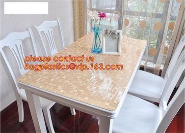 1mm 60 by 60cm brown check soft glass crystal plate dining waterproof tablecloths customized PVC table mats BAGEASE PAC supplier