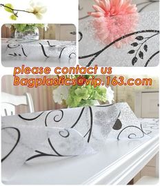 PVC Tablecloth Gold Silver Flower Soft Glass Square/Rectangle Tablecover Waterproof Oilproof Dining Table cloth BAGEASE supplier