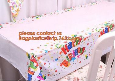 cartoon theme party for kids happy birthday party tableware, Festival Pink Tablecover Supply,Transparent Rectangle Kitch supplier