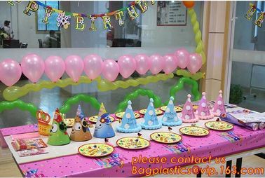 cartoon theme party for kids happy birthday party tableware, Festival Pink Tablecover Supply,Transparent Rectangle Kitch supplier