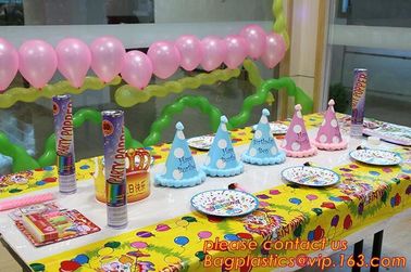 cartoon theme party for kids happy birthday party tableware, Festival Pink Tablecover Supply,Transparent Rectangle Kitch supplier