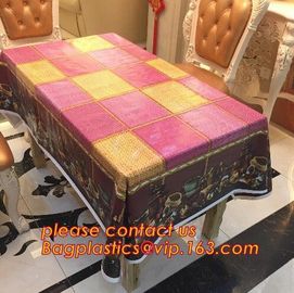 Popular Colorful Plastic Pvc Dining Table Cover,PVC PEVA compound table cloth/ covers,Eco-Friendly Adhesive Tablecloth R supplier