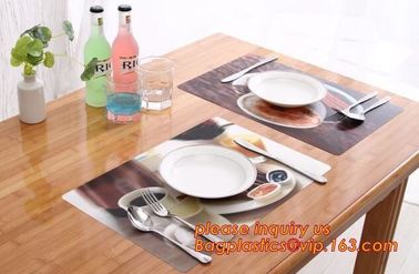 Custom PVC Woven Decorative Table Mat Placemat,Dining Room Hot Food Woven Fabric Vinyl PVC Table Mat,placemats pvc dinin supplier