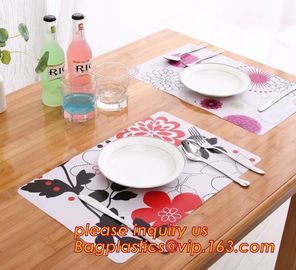 Heat insulation PVC Printed Placemat Dining Table Plate Mat,custom hot selling OEM pvc place mat dining table mat for wh supplier