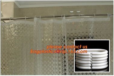 TRANSPARENT CIRCLE LINES, TRANSPARENT , polyester shower curtain and matching mat waterproof custom bath bathroom shower supplier