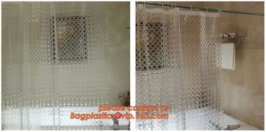 TRANSPARENT CIRCLE LINES, TRANSPARENT , polyester shower curtain and matching mat waterproof custom bath bathroom shower supplier