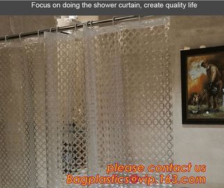 TRANSPARENT CIRCLE LINES, TRANSPARENT , polyester shower curtain and matching mat waterproof custom bath bathroom shower supplier