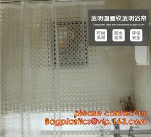 TRANSPARENT CIRCLE LINES, TRANSPARENT , polyester shower curtain and matching mat waterproof custom bath bathroom shower supplier