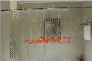 TRANSPARENT CIRCLE LINES, TRANSPARENT , polyester shower curtain and matching mat waterproof custom bath bathroom shower supplier