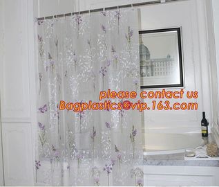 New popular transparent printed peva shower curtain, Polyester Shower Curtain Fabric For Bath Curtain, waterproof bath w supplier