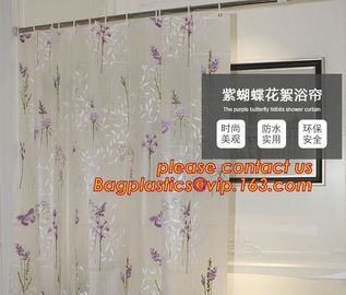 New popular transparent printed peva shower curtain, Polyester Shower Curtain Fabric For Bath Curtain, waterproof bath w supplier