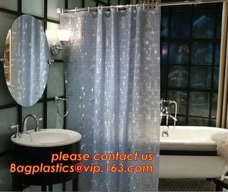 Mould Proof Waterproof white and black trellis design pvc custom bath curtain printed shower curtain, High quality Polye supplier