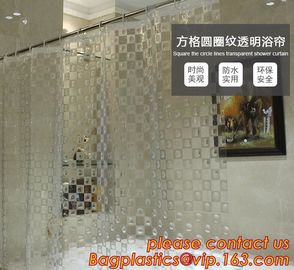 Mould Proof Waterproof white and black trellis design pvc custom bath curtain printed shower curtain, High quality Polye supplier