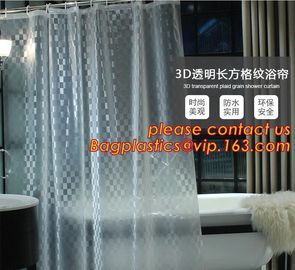 Mould Proof Waterproof white and black trellis design pvc custom bath curtain printed shower curtain, High quality Polye supplier