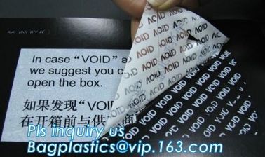 Void Hologram labels stickers,sliver tamper evident security VOID label,adhesive moon rock pre cotton size label roll vo supplier