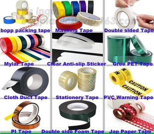 Mylar tape,clear anti-slip sticker,green pet tape,cloth duct tape, stationery tape,pvc warning tape,PI Tape,Double side, supplier