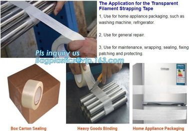 fiber reinforced filament tape,filament adhesive fibreglass mesh tape,Self Adhesive Bi-directional Filament Tape bagease supplier