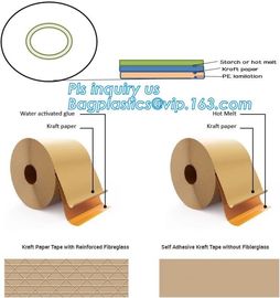 Water-activated Reinforce Kraft Gummed Paper Tape for Sealing &amp; Strapping,Self adhesive kraft paper gummed tape bagease supplier