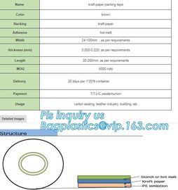 Water-activated Reinforce Kraft Gummed Paper Tape for Sealing &amp; Strapping,Self adhesive kraft paper gummed tape bagease supplier