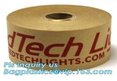 Fiber Reinforced Custom Printed Gummed Kraft Paper Packing Tape,Custom logo kraft reinforced paper brown tape bagease supplier