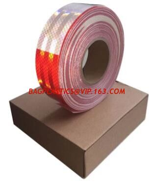 Tape Red&amp;White Reflective tapes/sheeting/marks for vehicle,Aluminized avery CE mark conspicuity metalized reflective tape supplier