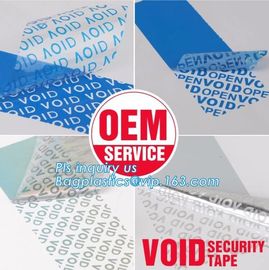 Warranty open void sticker security seal label tamper proof stickers,transparent warranty void seal labels bagplastics supplier