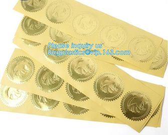 Custom foil sticker high quality gold self-adhesive foil vinyl sticker,Self-adhesive Label Stickers with Gold Foil Stamp supplier