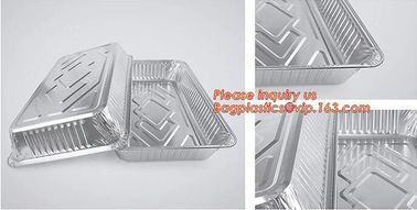 Silver Foil Rectangular Takeout Container with paper lid,Kitchen Use Aluminum Foil Container,700ml food storage containe supplier