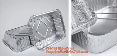 Custom Printing Logo Disposable Rectangular Aluminum Foil Food Takeaway Container with paper lid,Disposable Durable Alum supplier