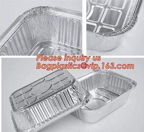 Custom Printing Logo Disposable Rectangular Aluminum Foil Food Takeaway Container with paper lid,Disposable Durable Alum supplier