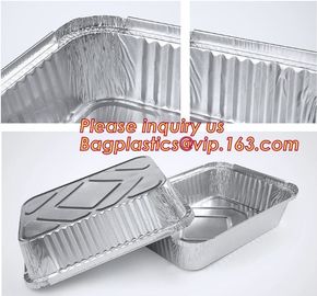 Custom Printing Logo Disposable Rectangular Aluminum Foil Food Takeaway Container with paper lid,Disposable Durable Alum supplier