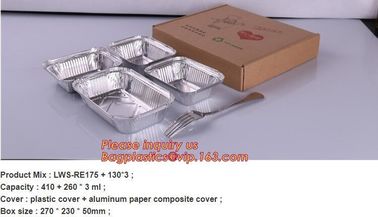 Disposable Golden Square Aluminium Foil Container For Food Packaging,Rectangular Aluminium Foil Food Container, Airlines supplier