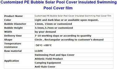 Customized PE Bubble Solar Pool Cover Insulated Swimming Pool Cover Film,USA Europe Popular Swimming Solar Bubble Pool C supplier