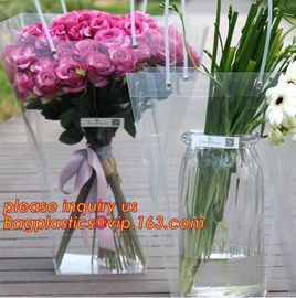 Customized PP plastic transparent flower carry bags with hanging,Eco-friendly Recyclable flower bag transparent pp bag f supplier