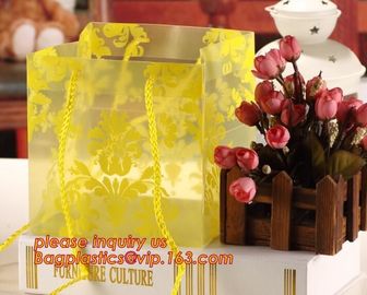 Wholesale Waterproof PP Plastic Gift Flower Bag Carry,PP Clear Handheld Flower Packaging Bag,PP Trapezidal Rectangular F supplier