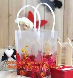 PP Trapezidal Rectangular Flower Package Bags,PP Flower Plastic Carry Bag with Tube Handle,flower pot bag printing PP pl supplier