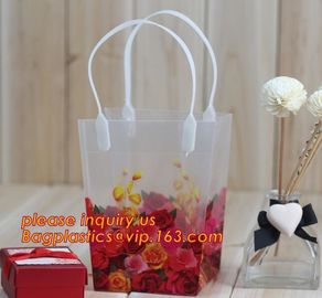 PP Trapezidal Rectangular Flower Package Bags,PP Flower Plastic Carry Bag with Tube Handle,flower pot bag printing PP pl supplier